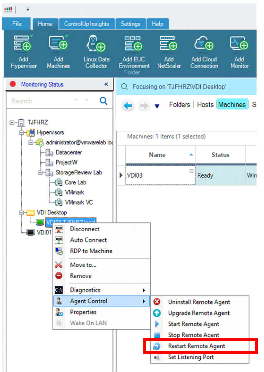 virtual desktop via an RDP connection