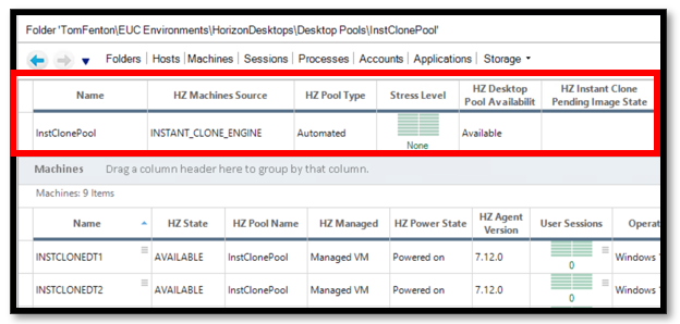 Monitoring Instant Clone using ControlUp