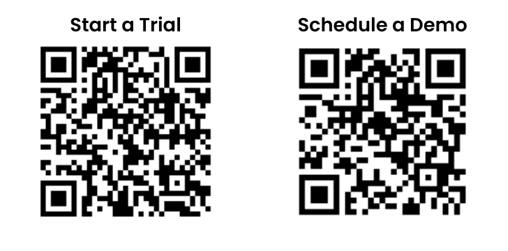 QR codes to start a trial of ControlUp or schedule a demo