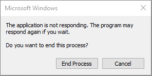 Microsoft Windows - application not responding