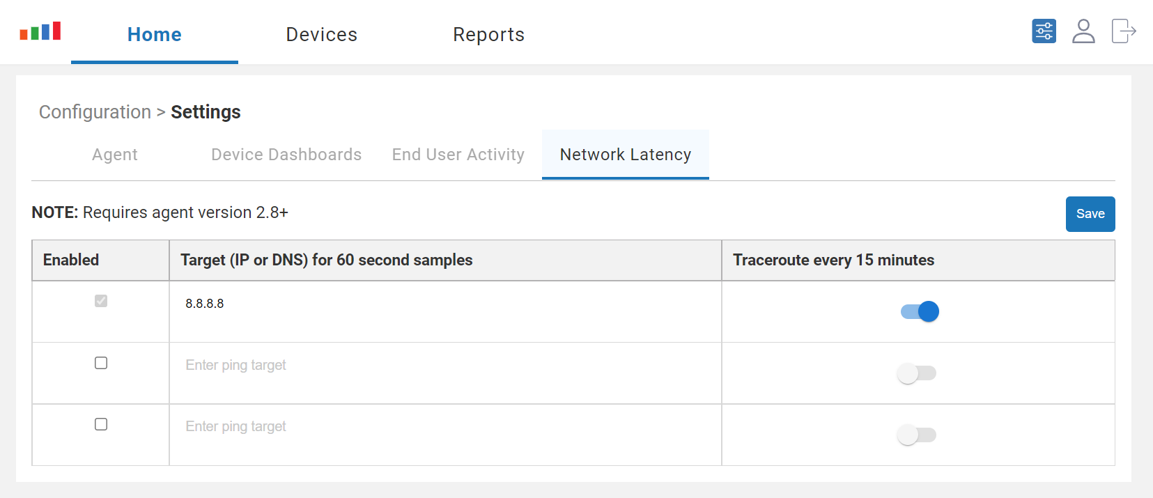 On this page, you can set up additional targets in Edge DX to check against.